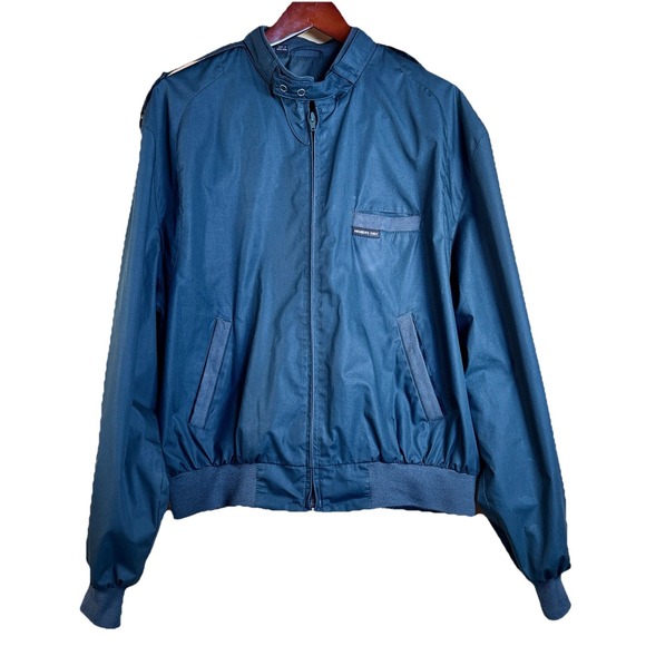 Members Only Other - Members Only Mens Navy Blue Vintage Racer Jacket Size 44 Iconic Bomber Zip Up